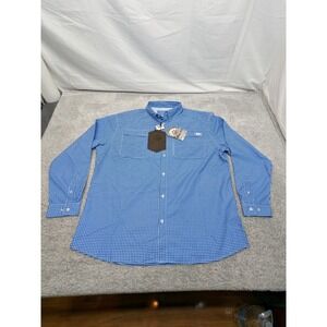 New EAG‎ Elite Fishing Shirt Mossy Oak Blue Check Pattern Mens 2XL Vented NWT